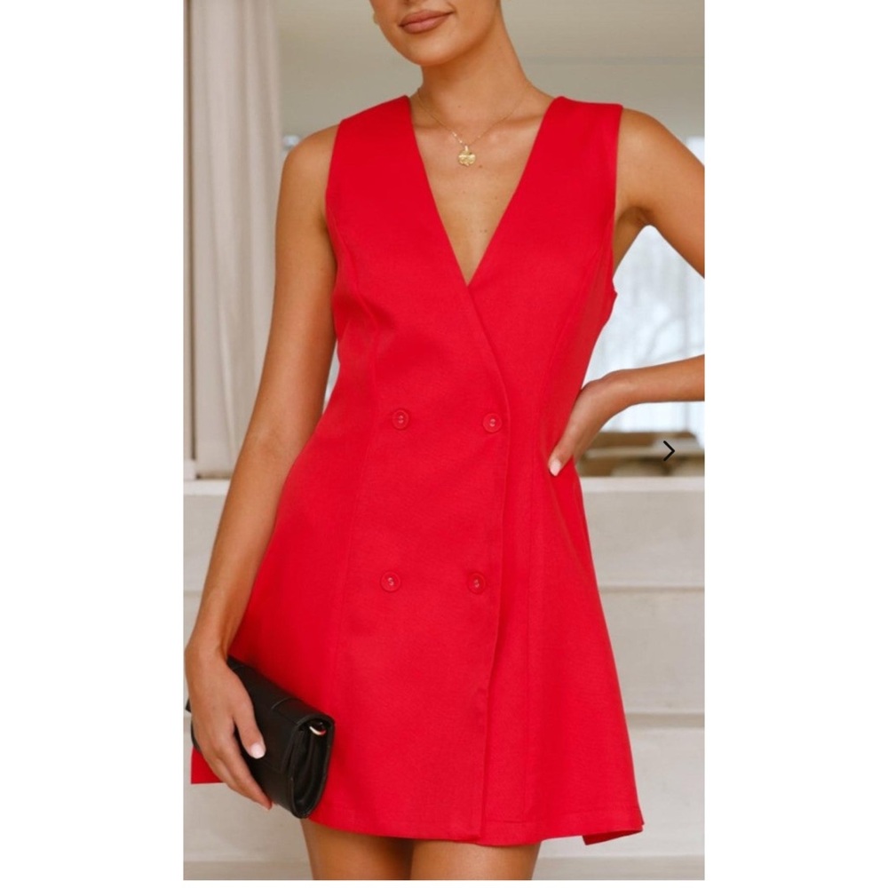 Billy J Red Double Breasted A-Line Mini Dress Size 14 NWT